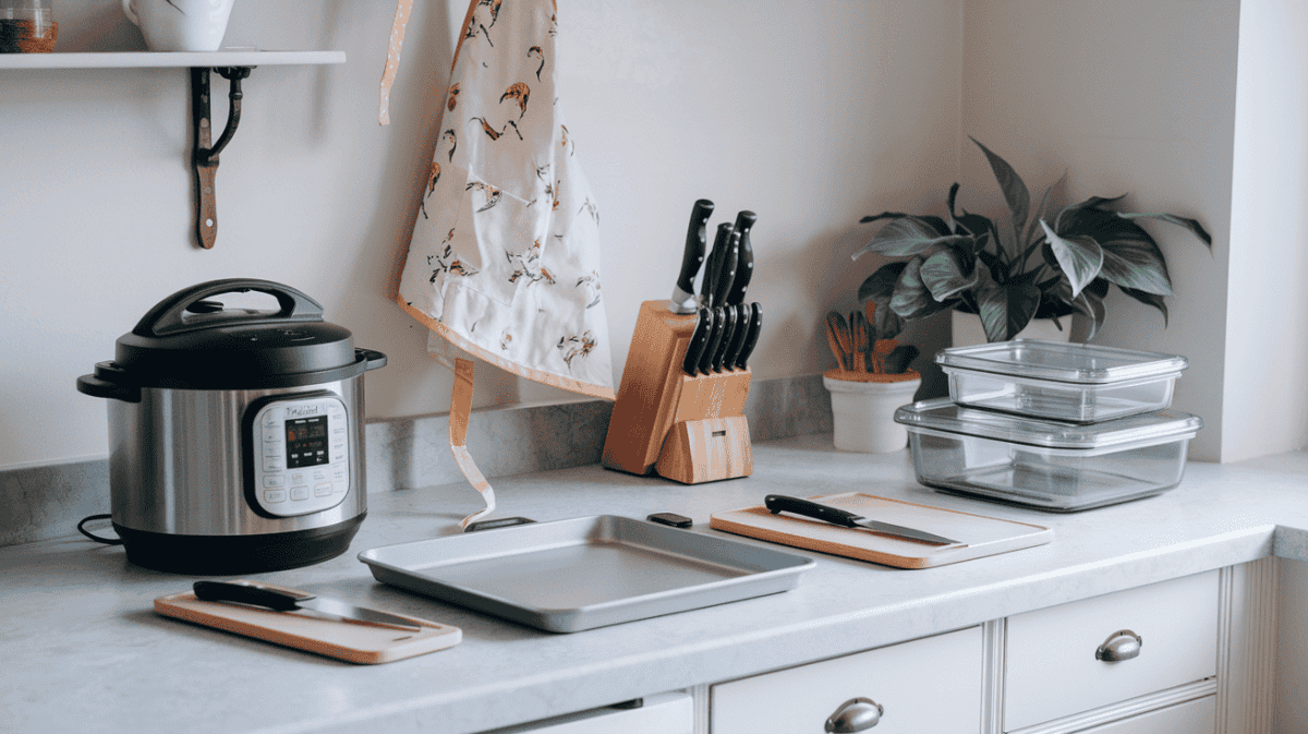 display of meal prep tools to have an organized meal prep session