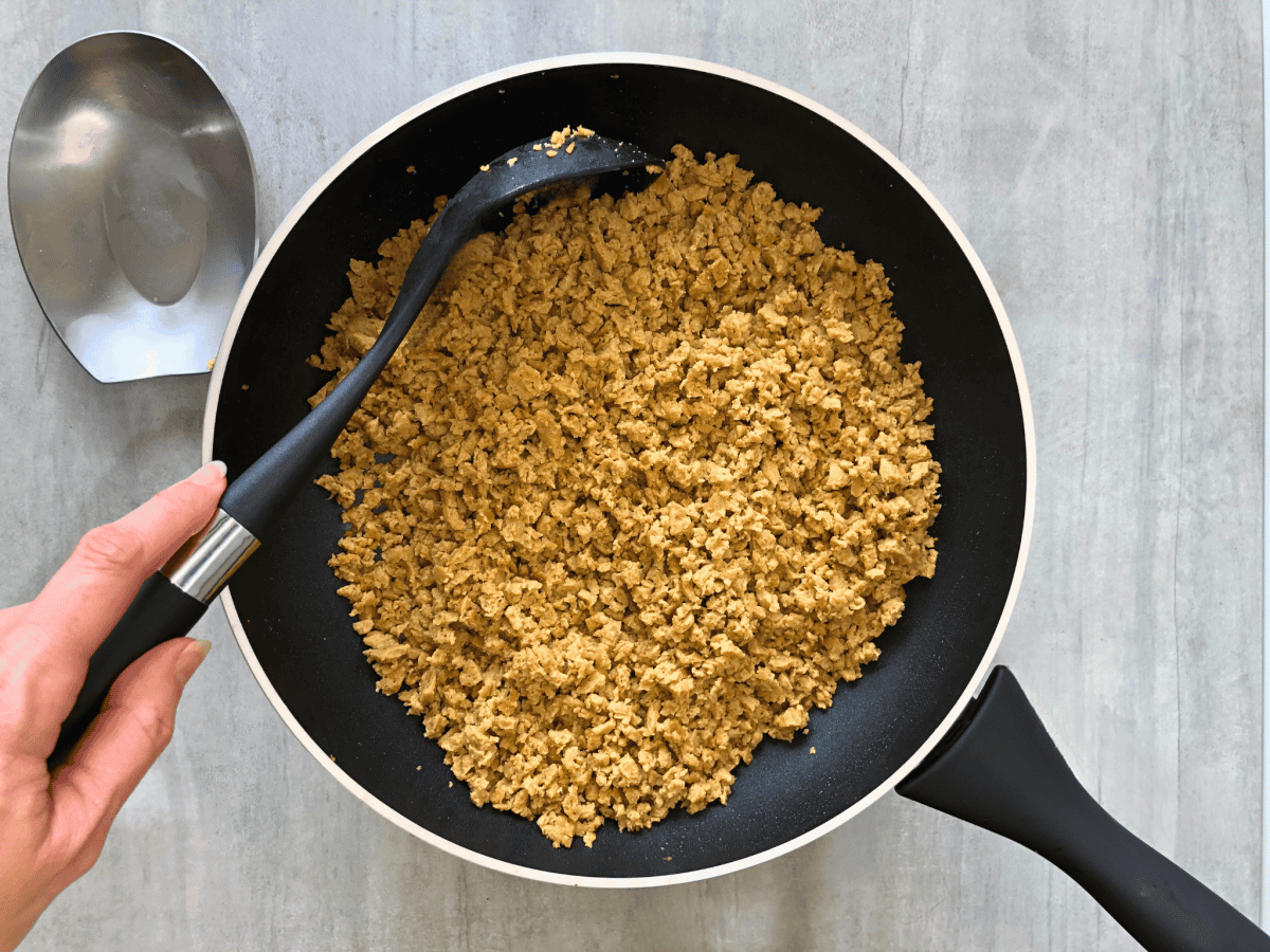 seitan in a frying pan